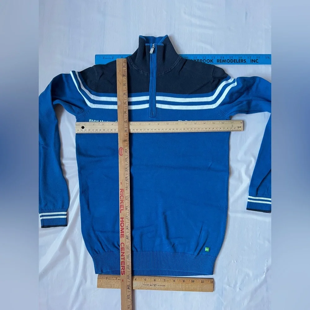 Hugo Boss Quarter Zip cotton Sweater BMW Masters 2012 Blue Black Size S unisex